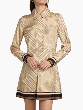 Veronica Beard Pryce Striped Silk-Blend Shirtdress size 10